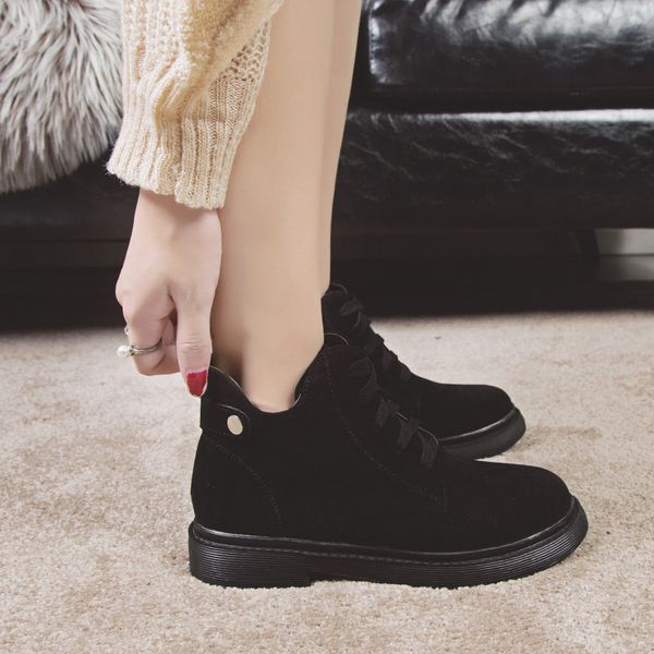 women autumn ankle boots ladies lace up chunky heels female nubuck leather woman casual platform woman's shoes comfort new 2019, Black
women autumn ankle boots ladies lace up chunky heels female nubuck leather woman casual platform woman's shoes comfort new 2019, Black