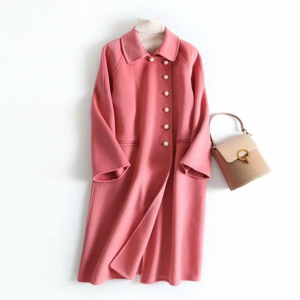 women's wool & blends 2021 autumn winter 100% pure boutique double-sided coat simple and generous pearl buckle long female jacket cc150, Black
women's wool & blends 2021 autumn winter 100% pure boutique double-sided coat simple and generous pearl buckle long female jacket cc150, Black