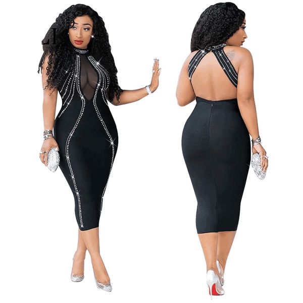 February Brand Designer Women Sexy Party Dress Sleeveless Backless Diamonds Rhinestone Dresses Black See Through Mesh Bodycon Dress Femme
February Brand Designer Women Sexy Party Dress Sleeveless Backless Diamonds Rhinestone Dresses Black See Through Mesh Bodycon Dress Femme