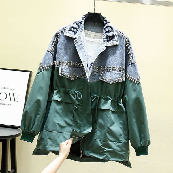 women's jackets autumn denim jacket women coat contrast splice rivet jeans causal female windbreaker loose overcoat outwear plus size, Black;brown
women's jackets autumn denim jacket women coat contrast splice rivet jeans causal female windbreaker loose overcoat outwear plus size, Black;brown