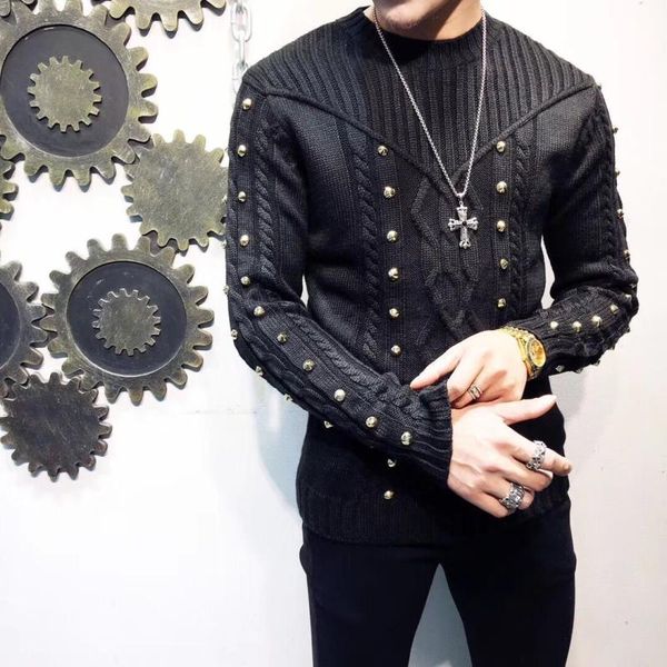 autumn and winter new tide men fashion diamond studded jacquard youth slim wool sweater woven mens long sleeve sweaters, White;black
autumn and winter new tide men fashion diamond studded jacquard youth slim wool sweater woven mens long sleeve sweaters, White;black
