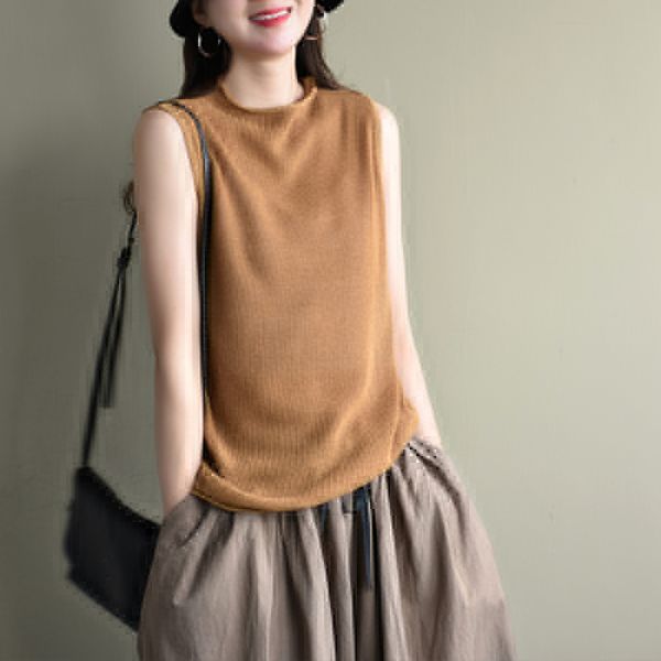 2020 summer t-shirt fashion women knitting loose all-match pullovers o-neck sleeveless casual ladies t-shirt solid color, White
2020 summer t-shirt fashion women knitting loose all-match pullovers o-neck sleeveless casual ladies t-shirt solid color, White