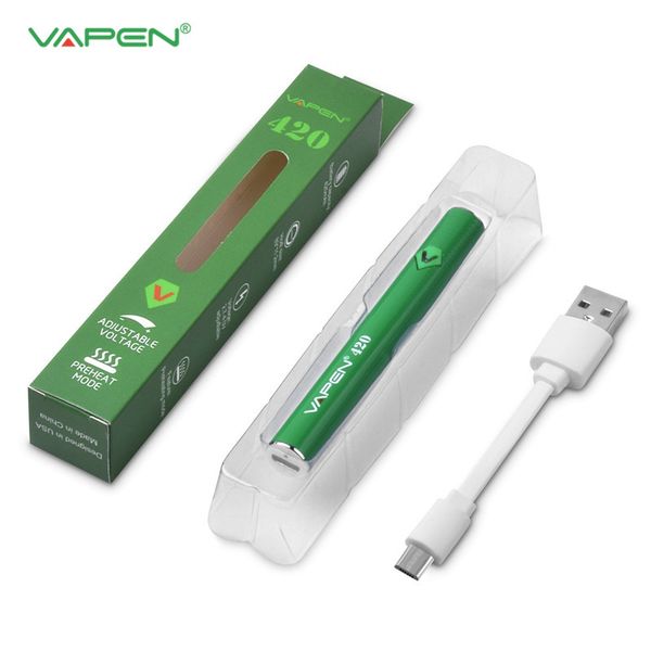 VAPEN 420 Preheating VV Battery 420mAh Variable Voltage Adjustable Bottom micro USB Charge for 510 ego Thick Oil Cartridges Tank
VAPEN 420 Preheating VV Battery 420mAh Variable Voltage Adjustable Bottom micro USB Charge for 510 ego Thick Oil Cartridges Tank