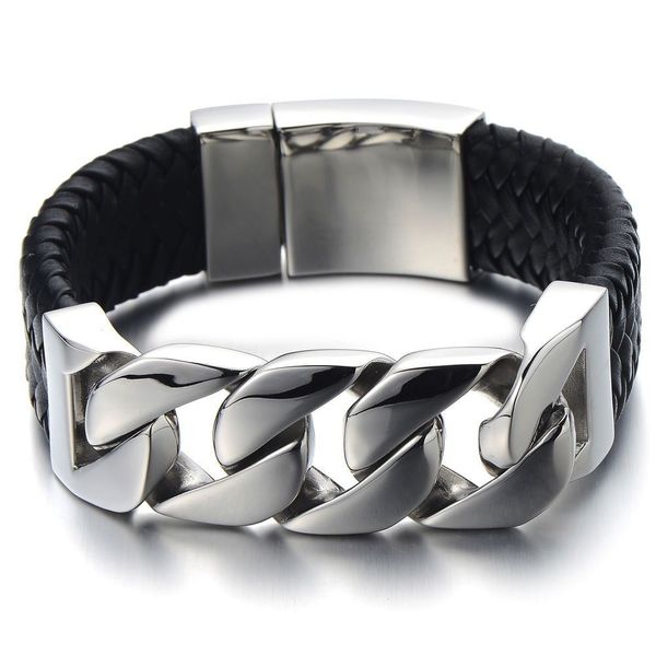 23см * 24мм новая тяжелое ювелирные изделия из нержавеющей стали 316l silver smooth цепи и черный натуральная кожа браслеты браслеты для муж, Black
23см * 24мм новая тяжелое ювелирные изделия из нержавеющей стали 316l silver smooth цепи и черный натуральная кожа браслеты браслеты для муж, Black