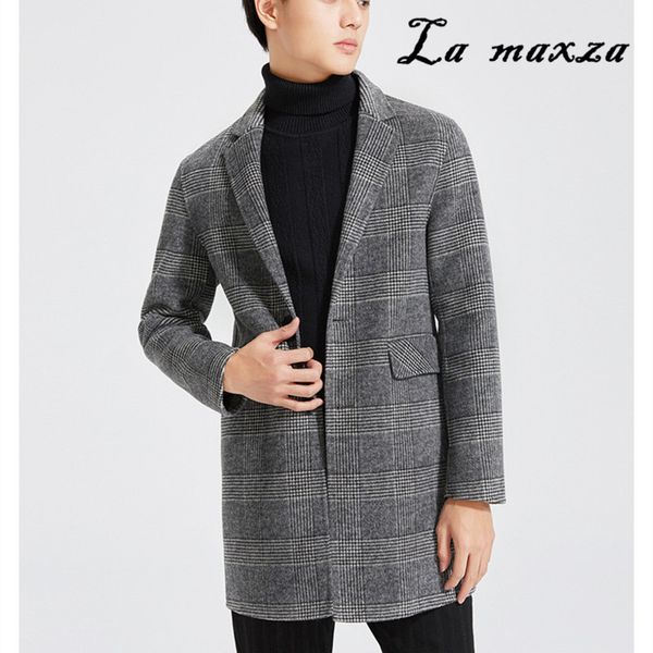 2019 new arrival plaid cashmere trench coats autumn winter preppy style overcoat for men, Black
2019 new arrival plaid cashmere trench coats autumn winter preppy style overcoat for men, Black