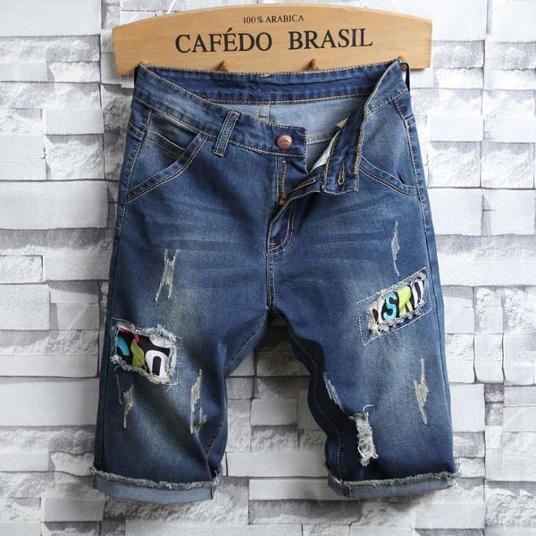 summer men's jean shorts slim straight tube broken hole men's casual personality fashion five cent pants in the pants, Blue
summer men's jean shorts slim straight tube broken hole men's casual personality fashion five cent pants in the pants, Blue