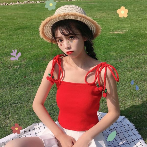 sweet off shoulder spaghetti strap red trend temperament ladies women's clothing new summer korean style camis, White
sweet off shoulder spaghetti strap red trend temperament ladies women's clothing new summer korean style camis, White