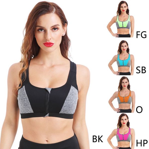 women zip front push up sports bra female double layer wireless workout yoga vest gym running contrast color tank bralette, White;black
women zip front push up sports bra female double layer wireless workout yoga vest gym running contrast color tank bralette, White;black