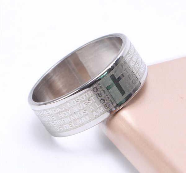 8mm men's stainless steel bible finger rings verse christian lord's prayer cross ring wedding bands laser engraved silver color
8mm men's stainless steel bible finger rings verse christian lord's prayer cross ring wedding bands laser engraved silver color