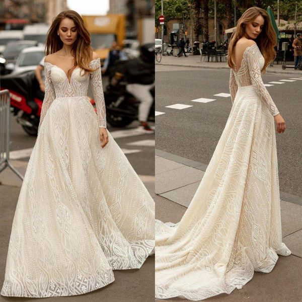 vestidos de novia 2020 boho платья венчания шнурка аппликация линия плеча платье венчания пляжа поезд стреловидности с длинным рукавом сваде, White
vestidos de novia 2020 boho платья венчания шнурка аппликация линия плеча платье венчания пляжа поезд стреловидности с длинным рукавом сваде, White