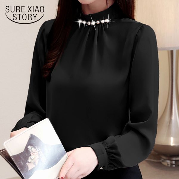 fashion women blouses 2019 chiffon blouse shirt long sleeve women shirts beading stand collar office blouse 2553 50, White
fashion women blouses 2019 chiffon blouse shirt long sleeve women shirts beading stand collar office blouse 2553 50, White