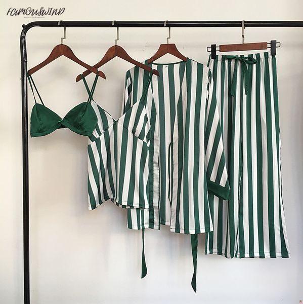 quality good new fashion 4 pcs striped nightdress women pajama sets bra robe pant female pajamas striped woman sleepwear, Black;red
quality good new fashion 4 pcs striped nightdress women pajama sets bra robe pant female pajamas striped woman sleepwear, Black;red