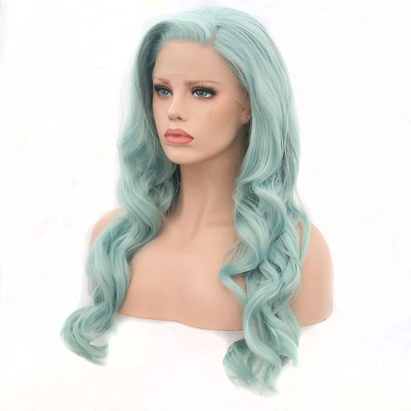 blue green body wave synthetic lace front wigs glueless heat resistant fiber hair natural hairline side part for women, Black
blue green body wave synthetic lace front wigs glueless heat resistant fiber hair natural hairline side part for women, Black
