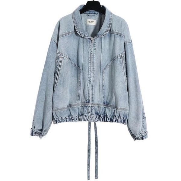 2020 fear of god 6th fog drop2 ribbon demin cowboy jacket heavy washing water high street denim jacket sale, Black;brown