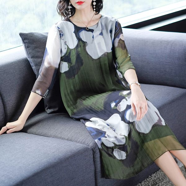 plus size women vintage ink print silk dress summer new 2019 woman round neck casual loose a-line dresses female green dress, Black;gray
plus size women vintage ink print silk dress summer new 2019 woman round neck casual loose a-line dresses female green dress, Black;gray