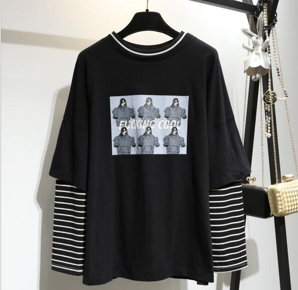 spring autumn women men t shirt character letter print stripe patchwork casual loose long sleeve t shirt tee top, White
spring autumn women men t shirt character letter print stripe patchwork casual loose long sleeve t shirt tee top, White