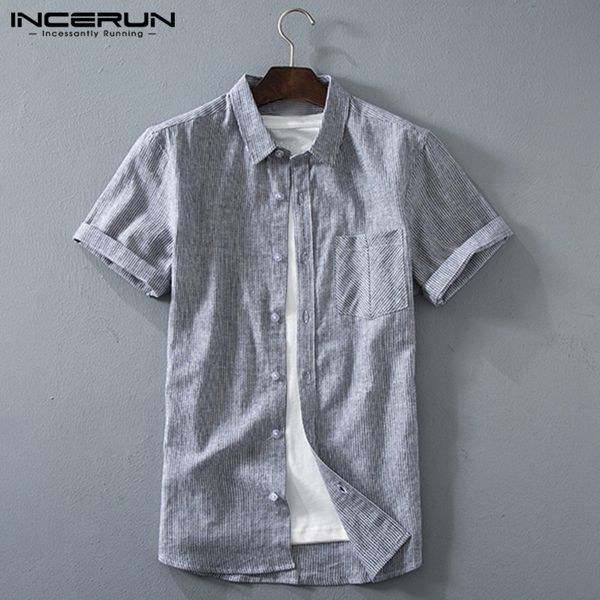 summer men striped shirt cotton short sleeve 2020 lapel street harajuku casual camisas hombre incerun 7, White;black
summer men striped shirt cotton short sleeve 2020 lapel street harajuku casual camisas hombre incerun 7, White;black
