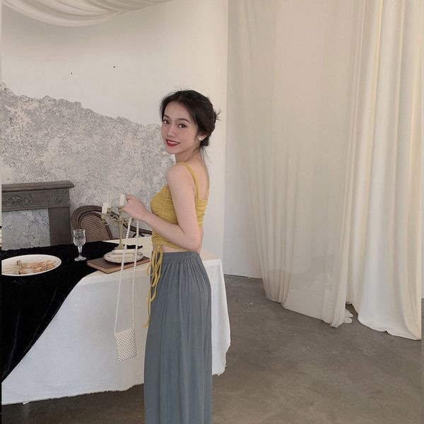women shirt tank summer solid color slim fit drawstring short style crop black crop female mini tanks, White
women shirt tank summer solid color slim fit drawstring short style crop black crop female mini tanks, White