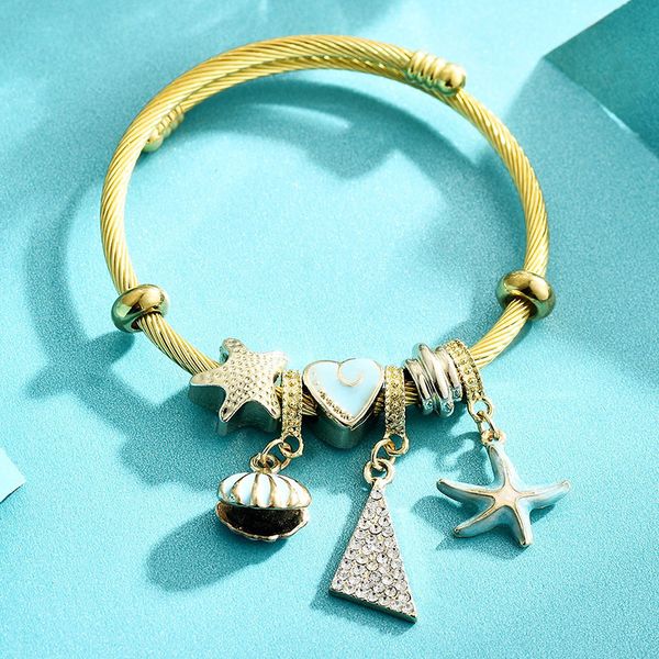 bangle bracelet silver chain diy ocean shell starfish crystal beads female and jewelry valentine's day ggift, Black
bangle bracelet silver chain diy ocean shell starfish crystal beads female and jewelry valentine's day ggift, Black