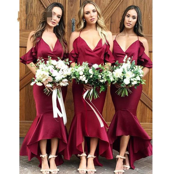 lovely high low boho sleeves bridesmaid dresses burgundy 2020 halter deep v-neck mermaid wedding guest dress prom evening party cocktail, Red;white
lovely high low boho sleeves bridesmaid dresses burgundy 2020 halter deep v-neck mermaid wedding guest dress prom evening party cocktail, Red;white