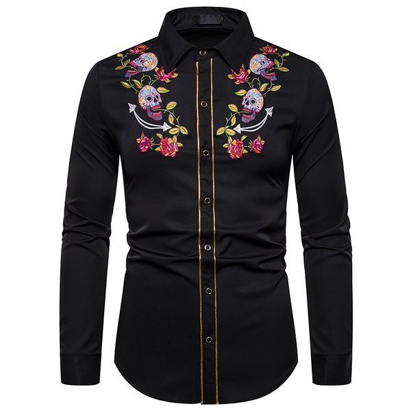 unpadupe 2019 mens fashion western cowboy skull and rose embroidery shirt slim fit casual long sleeve button down dress shirts, White;black
unpadupe 2019 mens fashion western cowboy skull and rose embroidery shirt slim fit casual long sleeve button down dress shirts, White;black