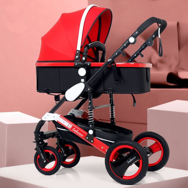 Adjustable Lightweight Baby Stroller 3 In 1 Portable High Landscape Reversible Stroller Mom Pink Travel Pram