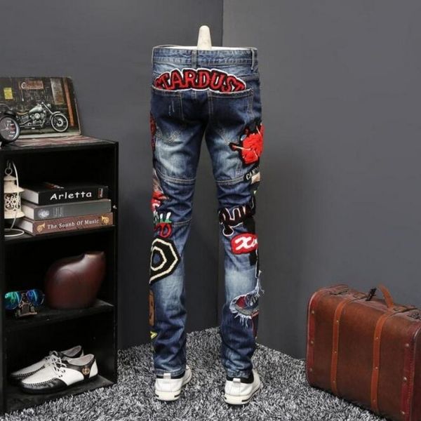pantalones vaqueros bordados de alta calidad para fiestas nocturnas pantalones vaqueros para hombre 29-38, Blue