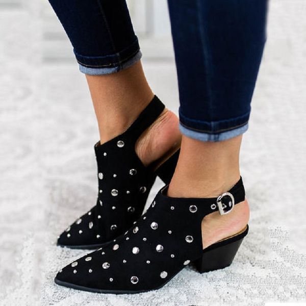 New women slingbacks pumps pointed toe mid heel ladies shoes sexy rivet block heels gladiator buckle strap sandals big size, Black
New women slingbacks pumps pointed toe mid heel ladies shoes sexy rivet block heels gladiator buckle strap sandals big size, Black