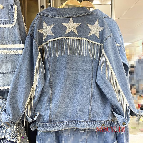 harajuku new cowboy coat woman loose heavy fringed back stars diamond jeans coats women long sleeve casual denim jackets outwear, Black;brown
harajuku new cowboy coat woman loose heavy fringed back stars diamond jeans coats women long sleeve casual denim jackets outwear, Black;brown