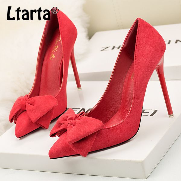 ltarta fashion sweet stiletto women's shoes super high heel shallow mouth single shoes pointed suede bow women's zwm, Black
ltarta fashion sweet stiletto women's shoes super high heel shallow mouth single shoes pointed suede bow women's zwm, Black