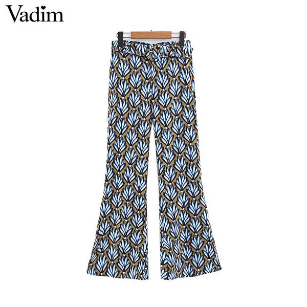 vadim women elegant print flare pants zipper sashes female casual full length chic trousers vintage long pantalones ka801, Black;white
vadim women elegant print flare pants zipper sashes female casual full length chic trousers vintage long pantalones ka801, Black;white