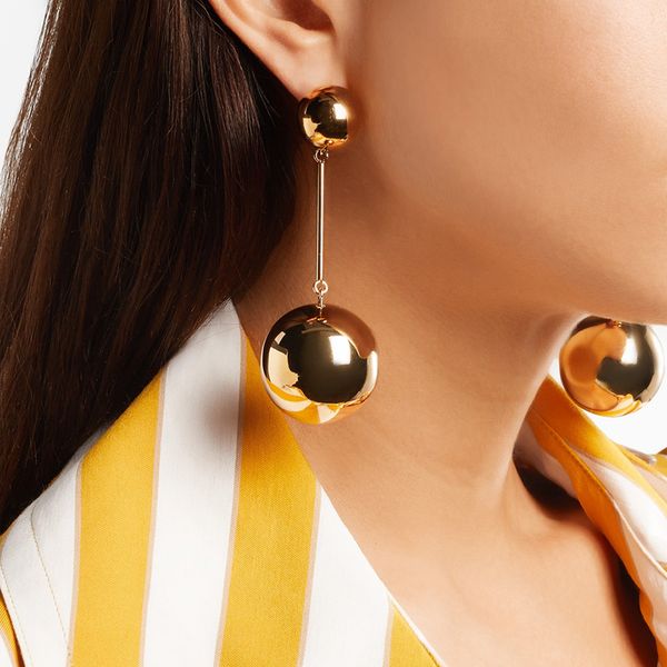 punk style big metal gold large beads ball earrings for women long hanging dangle drop earrings fashion party jewelry, Silver
punk style big metal gold large beads ball earrings for women long hanging dangle drop earrings fashion party jewelry, Silver