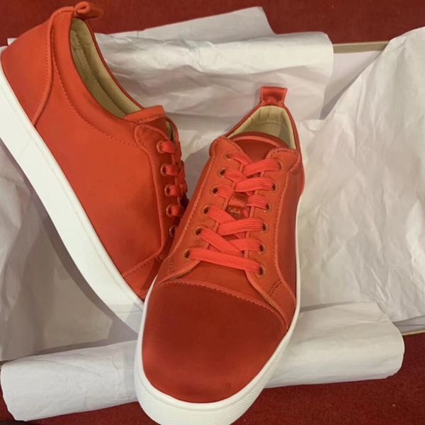 low junior full red silk leather no rivet lace up red bottom for men sport sneakers casual flat footwear couple red sole wedding shoes, Black
low junior full red silk leather no rivet lace up red bottom for men sport sneakers casual flat footwear couple red sole wedding shoes, Black