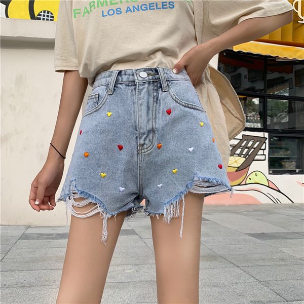 p shoot 2019 women's dress summer korean-style versatile irregular frayed embroidered wide-leg jeans shorts women's, Blue
p shoot 2019 women's dress summer korean-style versatile irregular frayed embroidered wide-leg jeans shorts women's, Blue