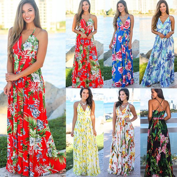 summer elegant beach long dress women 2020 fashion print flowers rainbow strap ladies halter boho dress women vestidos, Black;gray
summer elegant beach long dress women 2020 fashion print flowers rainbow strap ladies halter boho dress women vestidos, Black;gray