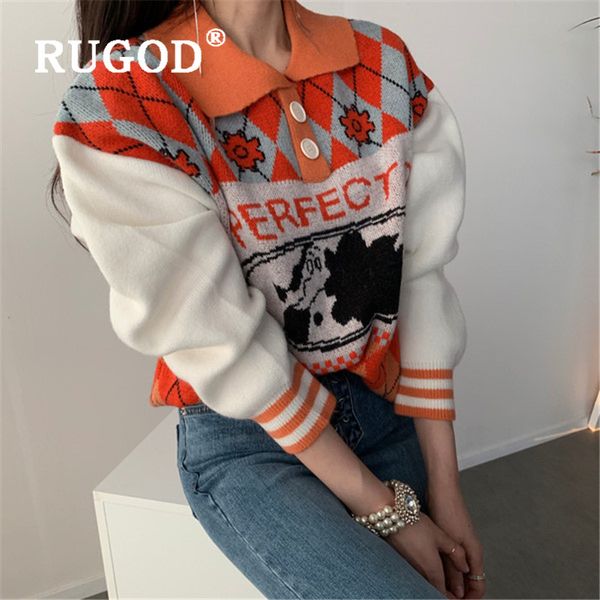 rugod 2019 new women cartoon print knitted sweater turn-down collar loose pullover sweater korean chic soft cute sweet, White;black
rugod 2019 new women cartoon print knitted sweater turn-down collar loose pullover sweater korean chic soft cute sweet, White;black