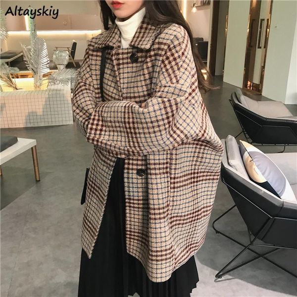wool blends women above knee with buttons pockets casual woolen womens plaid vintage students korean style trendy outwear modern, Black
wool blends women above knee with buttons pockets casual woolen womens plaid vintage students korean style trendy outwear modern, Black