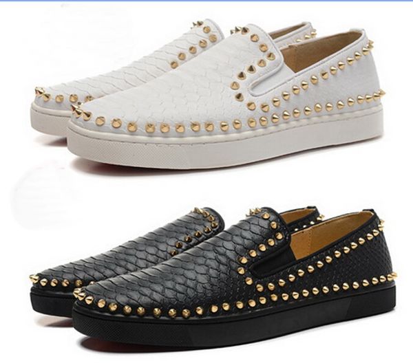 mens casual shoes red bottom loafers studded pearl spikes genuine brand luxury flats sneakers low cut snake print dress shoes, Black
mens casual shoes red bottom loafers studded pearl spikes genuine brand luxury flats sneakers low cut snake print dress shoes, Black