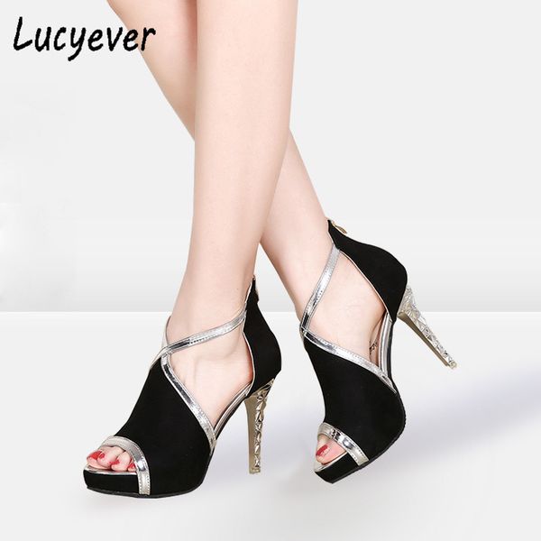 lucyever 2019 new fashion women peep toe zipper platform pumps extrem thin high heel shoes flock leather party sandals, Black
lucyever 2019 new fashion women peep toe zipper platform pumps extrem thin high heel shoes flock leather party sandals, Black