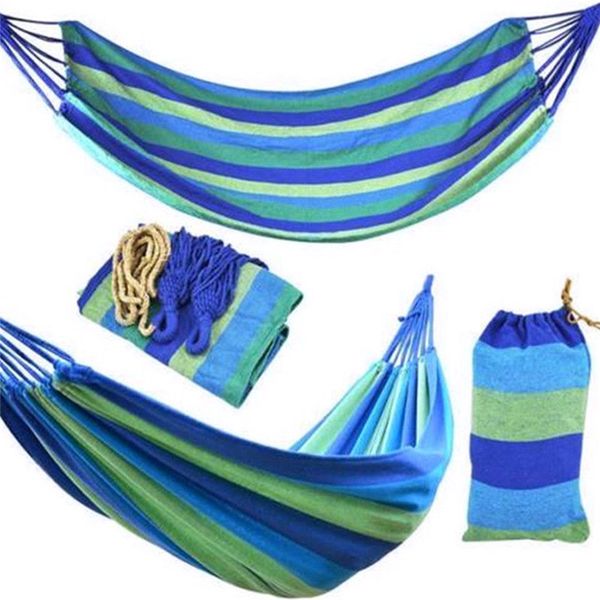 280*80mm 2 persons striped hammock outdoor leisure bed thickened canvas hanging bed sleeping swing hammock for camping hunting
280*80mm 2 persons striped hammock outdoor leisure bed thickened canvas hanging bed sleeping swing hammock for camping hunting