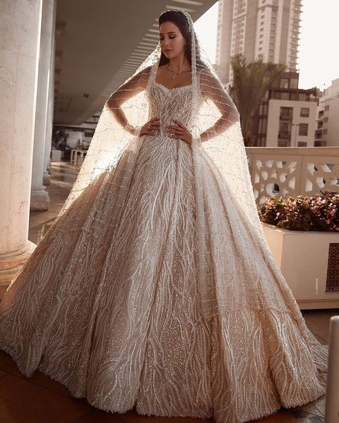 vintage champagne crystal beaded spaghetti ball gown wedding dresses luxury sequined saudi arabic dubai plus size bridal gown cph029, White
vintage champagne crystal beaded spaghetti ball gown wedding dresses luxury sequined saudi arabic dubai plus size bridal gown cph029, White