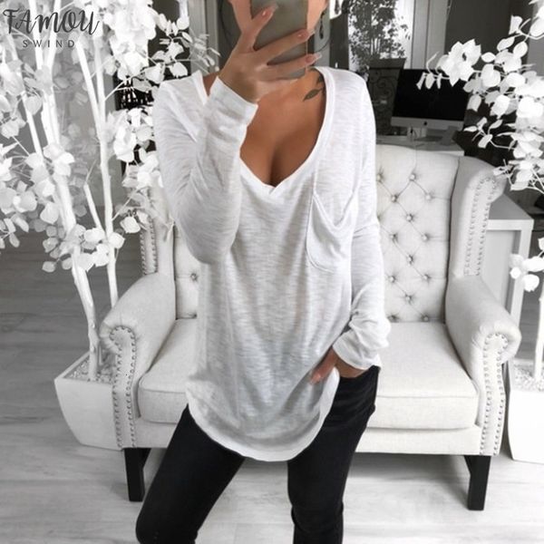 basict shirt polyester women long sleeve womens 2020 spring autumn tee shirt women loose pocket t shirt cotton plus size, White
basict shirt polyester women long sleeve womens 2020 spring autumn tee shirt women loose pocket t shirt cotton plus size, White