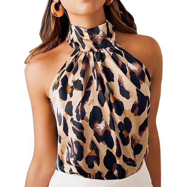 women's fashion summer leopard printed and blouse casual slim ladies halter sleeveless camis shirt chemisier femme 2019 hot, White
women's fashion summer leopard printed and blouse casual slim ladies halter sleeveless camis shirt chemisier femme 2019 hot, White