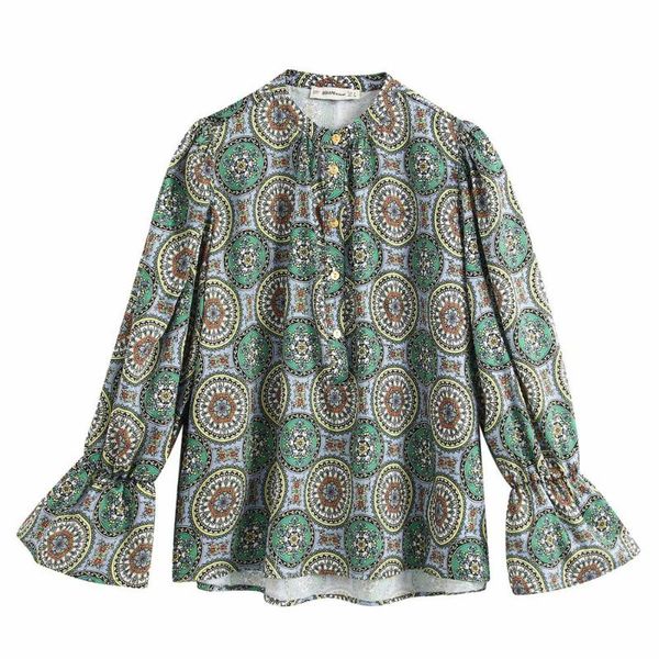 women's blouses & shirts 2021 englan style women stand collar totem print casual smock blouse shirt flare sleeve chic chemise femininas, White
women's blouses & shirts 2021 englan style women stand collar totem print casual smock blouse shirt flare sleeve chic chemise femininas, White