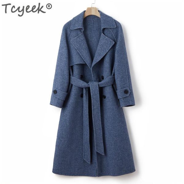 tcyeek autumn winter women coats wool jacket korean fashion double breasted coat female long belt woolen spring clothes lwl1299, Black
tcyeek autumn winter women coats wool jacket korean fashion double breasted coat female long belt woolen spring clothes lwl1299, Black