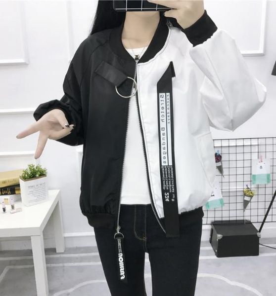new stitching baseball uniform protection clothing women's long-sleeved loose letter jacket coat zipper women shirt, Black;brown
new stitching baseball uniform protection clothing women's long-sleeved loose letter jacket coat zipper women shirt, Black;brown