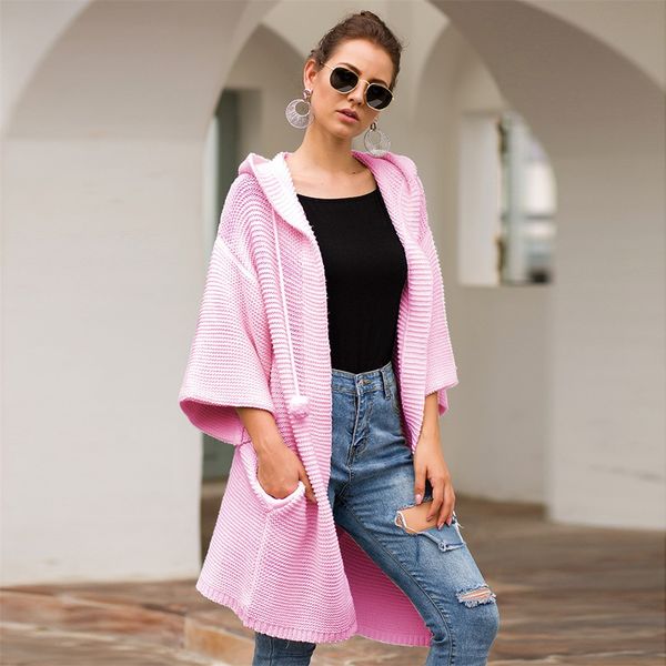 fashion women knitted solid hooded long sleeve cardigan hairball sweater coat, White
fashion women knitted solid hooded long sleeve cardigan hairball sweater coat, White