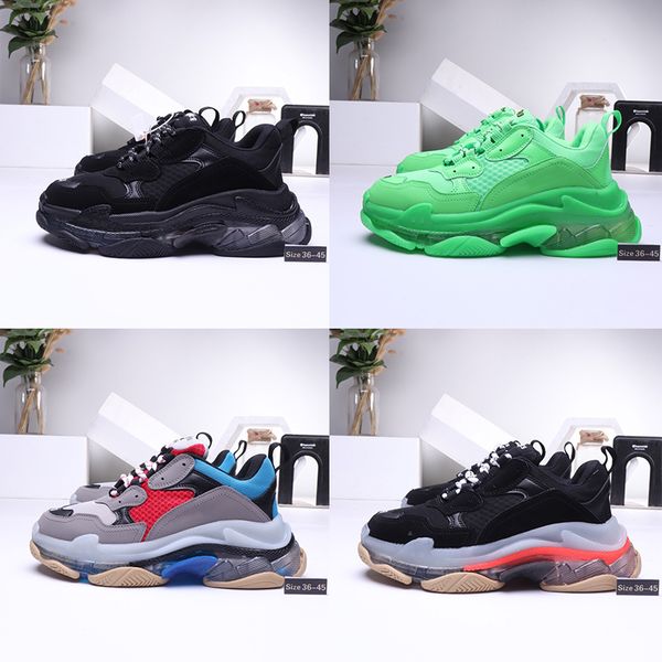 triple s designer casual shoes clear bubble midsole paris 17fw low old dad sneaker triple black mens womens fashion with box size 36-45 
triple s designer casual shoes clear bubble midsole paris 17fw low old dad sneaker triple black mens womens fashion with box size 36-45