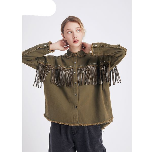 vintage stylish fringe beaded loose denim jacket coat women 2020 fashion long sleeve frayed trim ladies outerwear chaqueta mujer, White
vintage stylish fringe beaded loose denim jacket coat women 2020 fashion long sleeve frayed trim ladies outerwear chaqueta mujer, White
