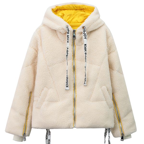 women's heavy coat lamb wool back lettering heavy jacket chic winter thick jacket fashion chic duck downcoat, Black
women's heavy coat lamb wool back lettering heavy jacket chic winter thick jacket fashion chic duck downcoat, Black